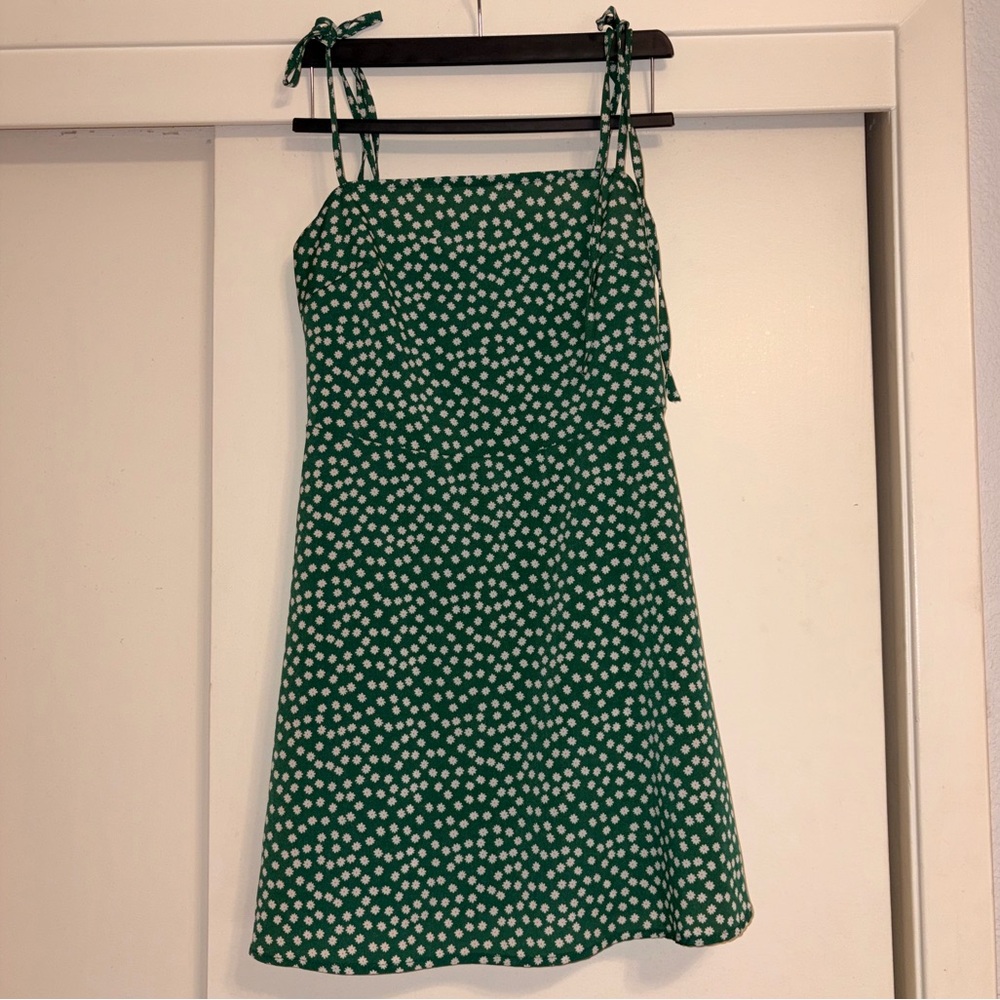 SHEIN Green and White Polka Dot Mini Dress